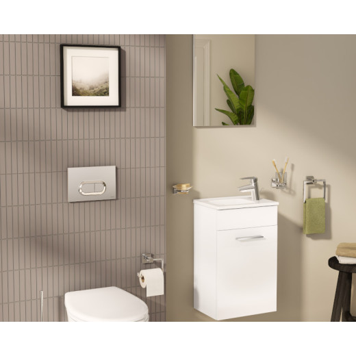 Комплект мебели Vitra Mia 40, тумба с дверцами + раковина + зеркало, белый глянец