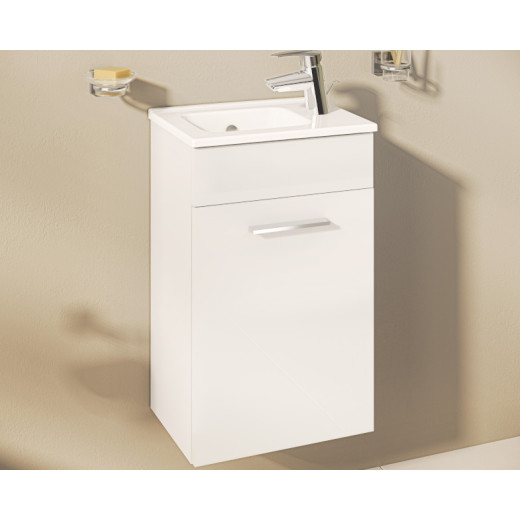 Комплект мебели Vitra Mia 40, тумба с дверцами + раковина + зеркало, белый глянец