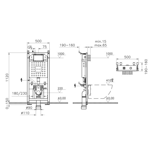 Комплект Vitra Metropole 9820B003-7201 L-Box унитаз с инсталляцией