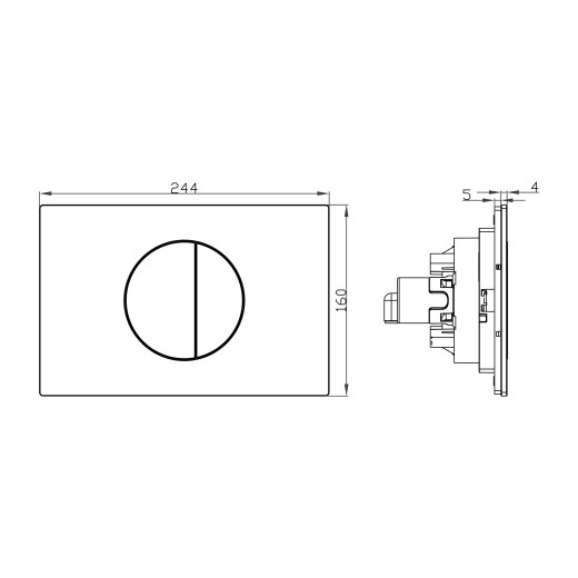 Клавиша смыва для пневматической инсталляции Point Венера, черный/хром, PN44073BC