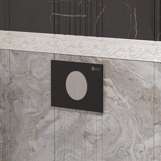 Клавиша смыва для пневматической инсталляции Point Венера, черный/хром, PN44073BC