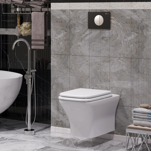 Клавиша смыва для пневматической инсталляции Point Венера, черный/хром, PN44073BC