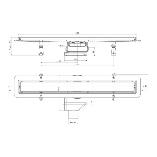 Душевой лоток POINT Гермес сталь 650 арт PN50165