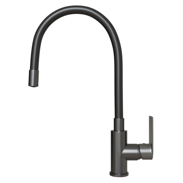 Смеситель для кухни 35к MIXLINE МЛ33-098Г(ML33-098GR) "Сити" гибкий излив боковая ручка б/отв ГРАФИТ (556597)