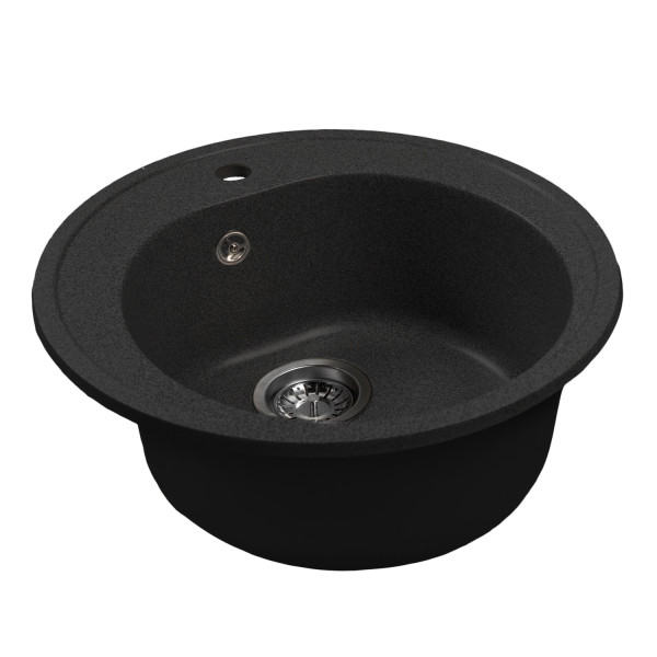 Мойкa MIXLINE МЛ-ГМС102 (ML-GMS102) СТАНДАРТ круглая, черный (308), 500 мм (глуб. чаши 170) (558086)