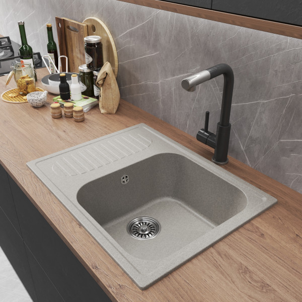 Мойка MIXLINE ML-GM18 с крылом серая (310) 640*490*190мм NEW (551972)