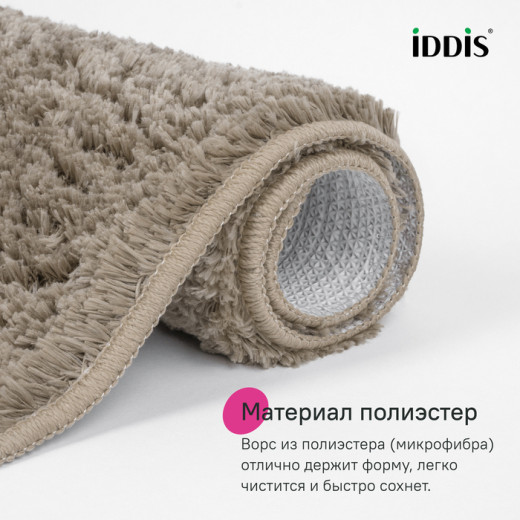 Коврик для ванной комнаты с вырезом, 50х50, микрофибра, светло-коричневый, IDDIS, BTLT07Mi12