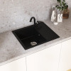 Мойкa MIXLINE МЛ-ГМУ05 (ML-GMU05) УЛЬТРА с крылом, черный камень, 575*495 мм (глуб. чаши 190) (556728)