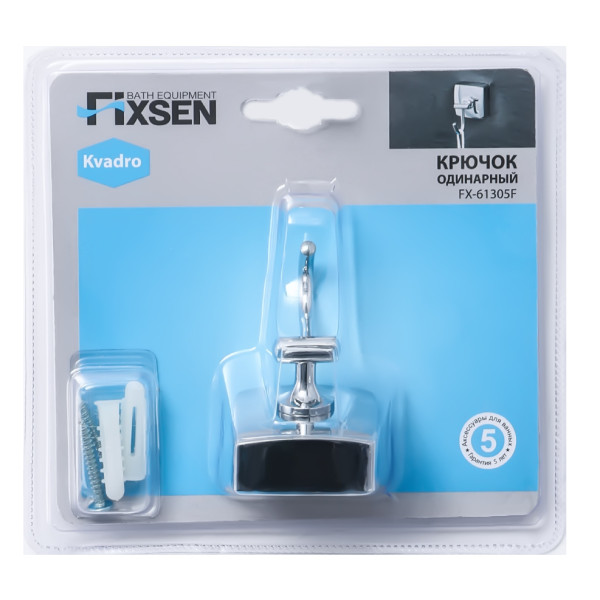 Крючок FIXSEN Kvadro одинарный (FX-61305F)