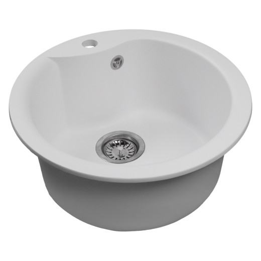 Мойкa MIXLINE МЛ-ГМС101 (ML-GMS101) СТАНДАРТ круглая, белый (331), 480 мм (глуб. чаши 190) (558079)