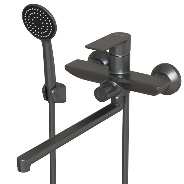 Смеситель для ванны и раковины 35k MIXLINE МЛ33-02Г(ML33-02GR)"Сити " ГРАФИТ (556595)
