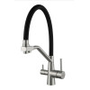Смеситель для кухни 35k MIXLINE МЛНС-0404 (MLSS-0404) черный гиб.излив,подкл.к фильтру,п/гайку САТИН (558432)