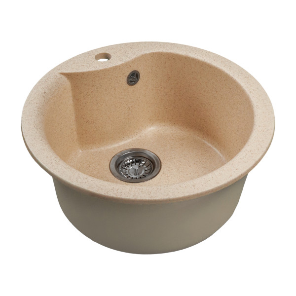 Мойкa MIXLINE МЛ-ГМС101 (ML-GMS101) СТАНДАРТ круглая, бежевый (328), 480 мм (глуб. чаши 190) (558082)