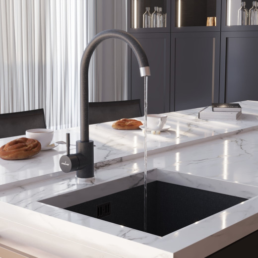 Смеситель для кухни MIXLINE ML-GS15 35к (309) темно-серый высок. излив (550690)