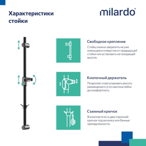 Стойка для душа Milardo Ideal Spa черная матовая (ILS70B0M17)