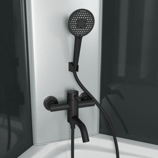 Смеситель для ванны с коротким изливом RUSH Мелос (Melos) (SUS1101-44Black)