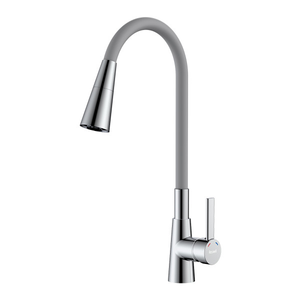 Смеситель Rossinka для кухни с гибким поворотным изливом (Z35-39-Gray)