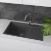 Кухонная мойка Lemark IMANDRA 840 врезная прямоугольная с крылом из кварцгранита цвет: Жасмин (9910034)