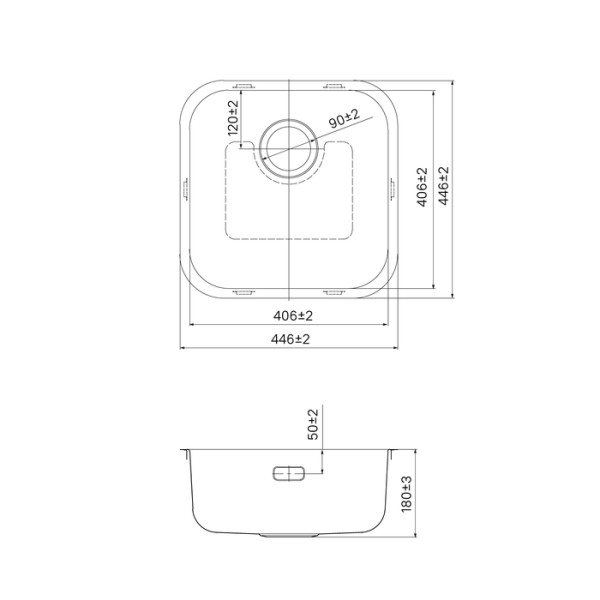Мойка IDDIS Mate нерж. сталь, графит, 446*446 (MAT44GMi77)