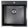 Мойка настол.монтаж MIXLINE ПРО 50х50 (2,0) вып 3 1/2" 20см с сифоном (черный графит НАНО декор) (556578)