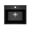 Мойкa MIXLINE МЛ-ГМУ03 (ML-GMU03) УЛЬТРА прямоугольная, черный камень, 490*420 мм (глуб. чаши 170) (556720)