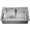 Мойка настол.монтаж MIXLINE ПРО 75х48 (1,0) вып 3 1/2" с ФАСКОЙ 21,5см с сиф.(сатин дек)+доз+кол+корз (558470)