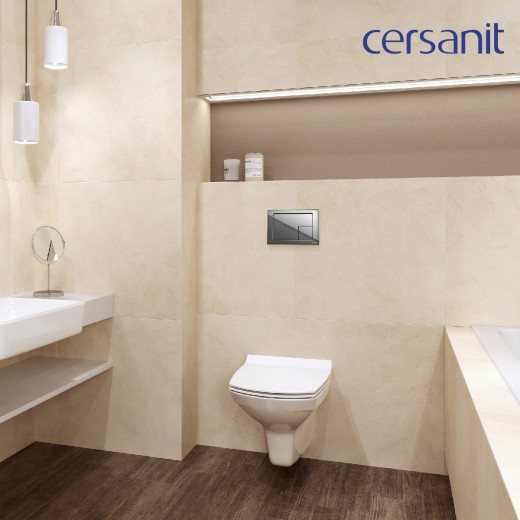 Комплект CERSANIT CARINA XL DPL EO slim инсталляция AQUA 40 SMART M кнопка CORNER пластик хром глянцевый (69310)