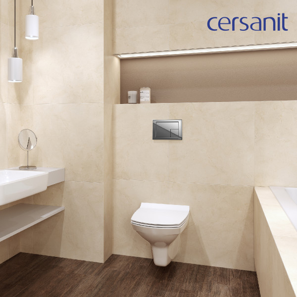 Комплект CERSANIT CARINA XL DPL EO slim инсталляция AQUA 40 SMART M кнопка CORNER пластик хром глянцевый (69310)