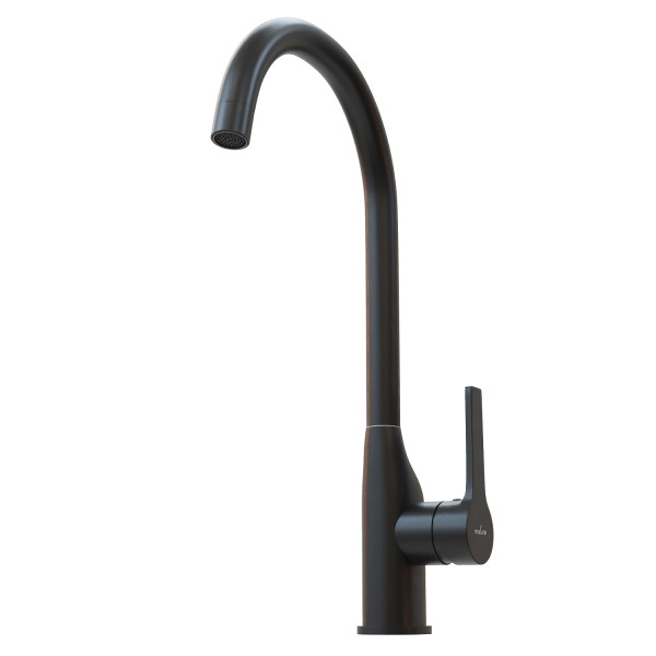 Смеситель для кухни 35k MIXLINE ML23-032 "Round Black" высокий излив боковая ручка (550749)