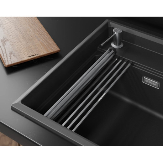 Кухонная мойка GRANULA KITCHEN SPACE RINZER кварц (5807R, ЧЕРНЫЙ)