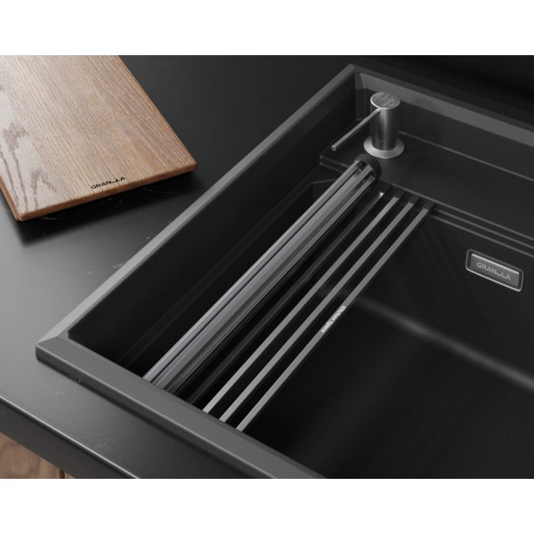 Кухонная мойка GRANULA KITCHEN SPACE RINZER кварц (5807R, ЧЕРНЫЙ)