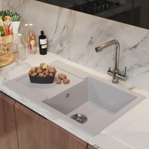 Мойка MIXLINE ML-GM31 с крылом  белая (331) 770*500*190мм NEW (552193)