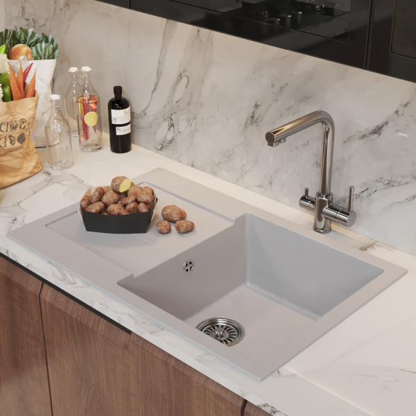 Мойка MIXLINE ML-GM31 с крылом белая (331) 770*500*190мм NEW (552193)