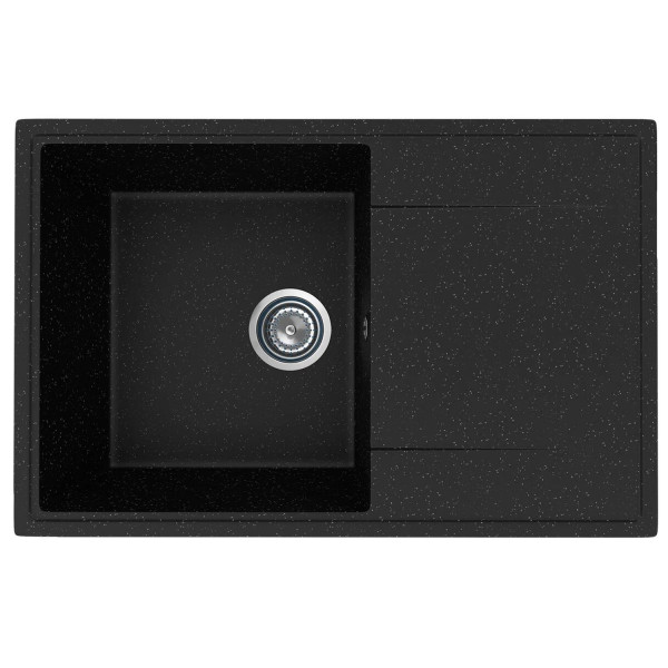 Мойкa MIXLINE МЛ-ГМУ07 (ML-GMU07) УЛЬТРА с крылом, черный камень, 735*475 мм (глуб. чаши 175) (556736)