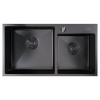Мойка настол.монтаж 72х40 (3,0) 2-х ЧАШЕВАЯ вып 3 1/2 MIXLINE PRO 22см с сифоном (черный графит) (547241)