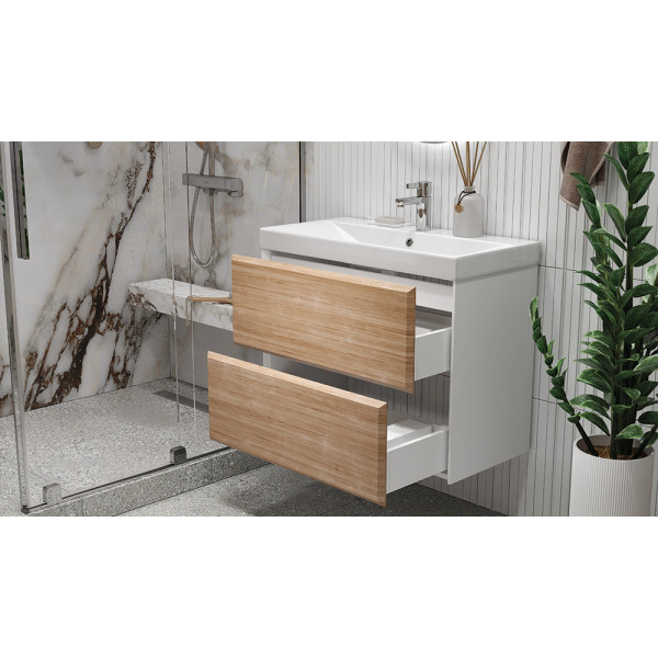 Тумба подвесная Velvex Gesso 80.2Y белый/дуб сонома под раковину 9696-80 (tp.GES.9696.80.2Y белый матовый/дуб сонома)