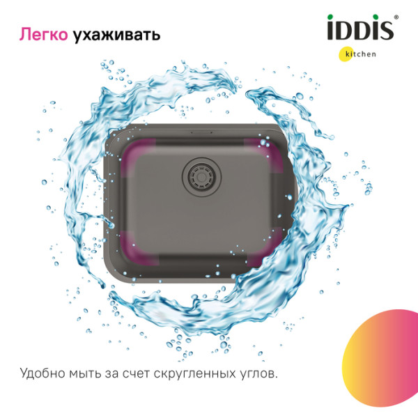 Мойка, нерж. сталь, графит, 533*433, Mate, IDDIS (MAT53GMi77)