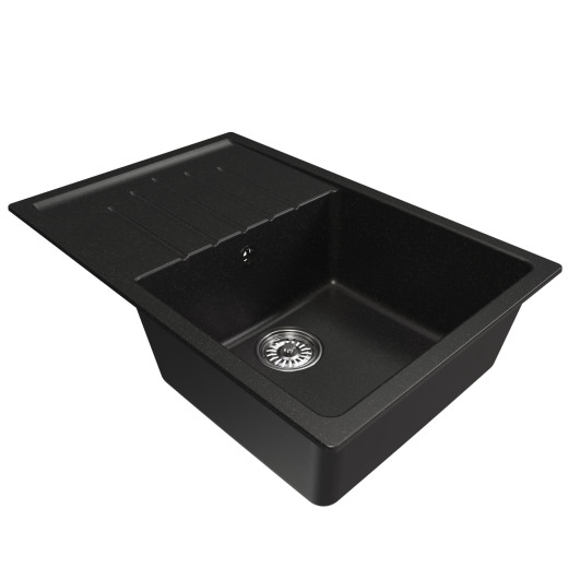 Мойка MIXLINE ML-GM19 с крылом  ультра-черная (344) 750*500*200мм NEW (551990)