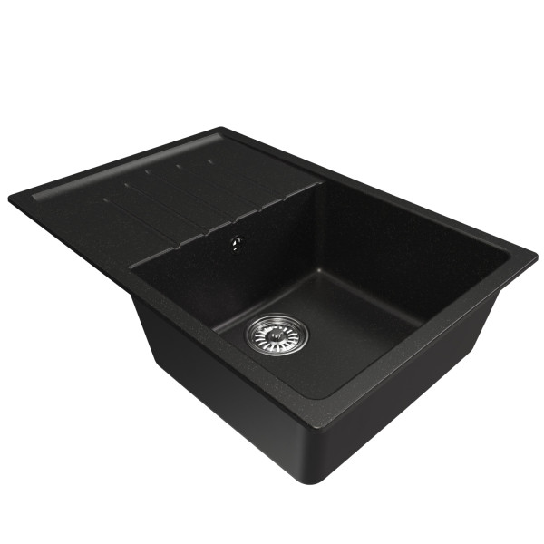 Мойка MIXLINE ML-GM19 с крылом ультра-черная (344) 750*500*200мм NEW (551990)