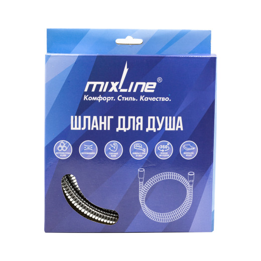 Шланг душевой MIXLINE 150 см имп/кон, EPDM, нейлон/нерж.сталь MIX-1-150 (553171)