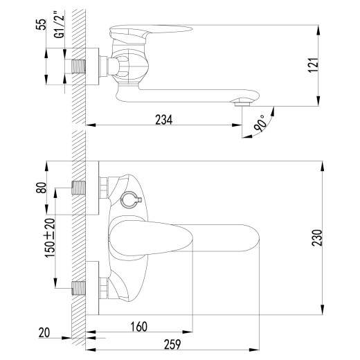 Смеситель для ванны Lemark Status (LM4414C)