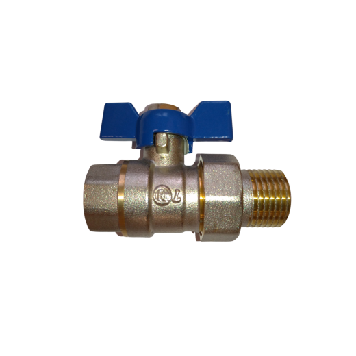 Кран шаровой с американкой RM-L 1/2 никелированный бабочка Ду15 Ру30 (НК 11Б27п1)