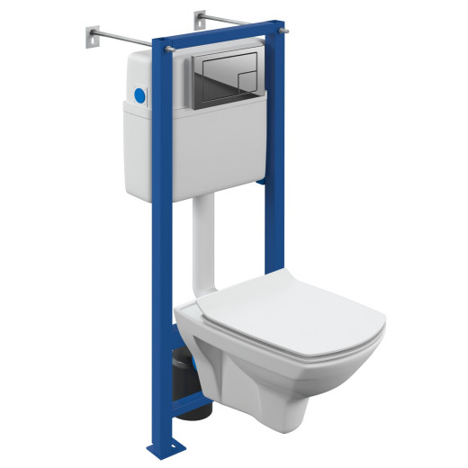 Комплект Cersanit  CARINA XL CO DPL EO slim инсталляция VECTOR кнопка CORNER пластик хром глянцевый (64441)