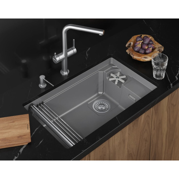 Кухонная мойка GRANULA KITCHEN SPACE RINZER кварц (7309RU, АЛЮМИНИУМ)