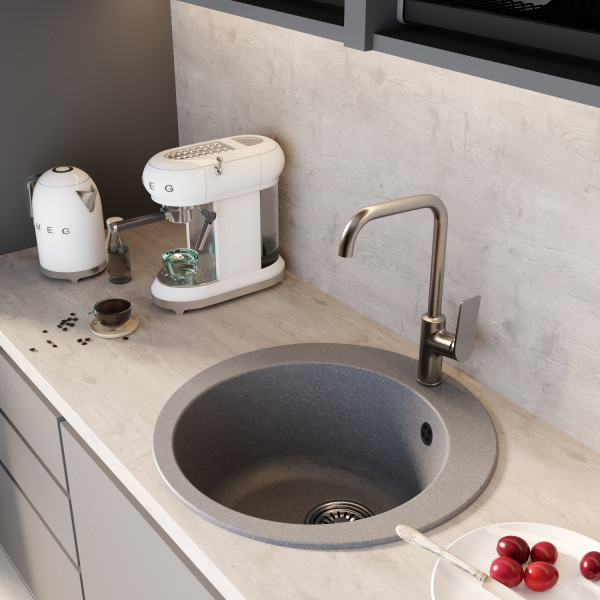 Мойкa MIXLINE ML-GM13 круглая графит (342) 495мм (глуб. чаши 200) NEW (551896)