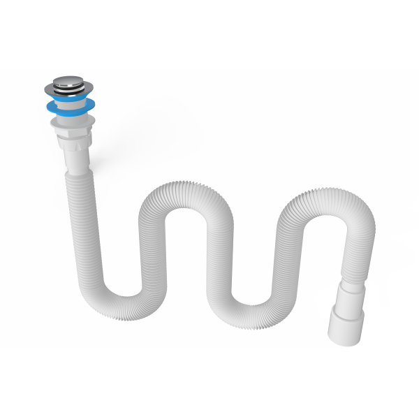 Сифон NOVA 1 1/2"- Ø40/50 гофрированный (удлиненный), с механизмом click-cluck, l=1400 мм (1201)