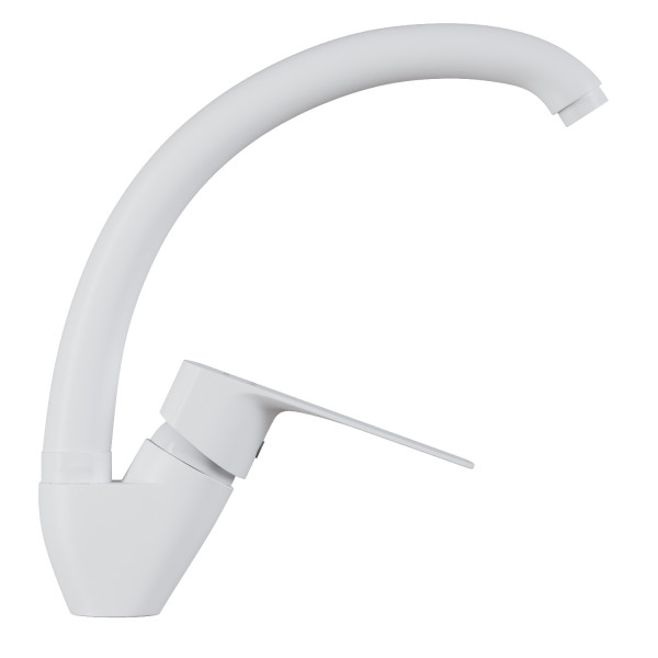 Смеситель для кухни 35k MIXLINE МЛ15-032(ML15-032W) выс.излив б/отв бок п/гайку (без подводки)БЕЛЫЙ (556659)