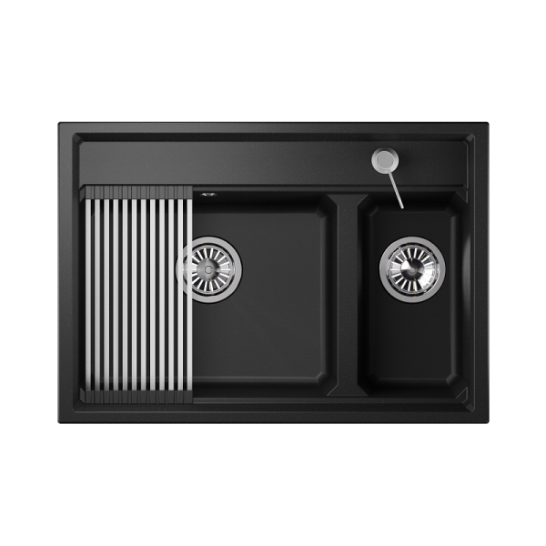 Кухонная мойка GRANULA Kitchen Space (7302, ЧЁРНЫЙ)