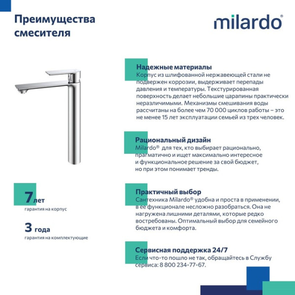 Смеситель для настольного умывальника Milardo Maze сатин (MAZBN01M01)