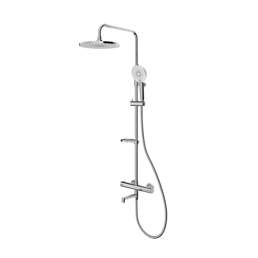 Смеситель термостатический для ванны со стойкой и тропической лейкой Milardo Ideal Spa (ILSSBTHM06)